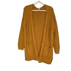 Grecerelle curry soft chunky‎ knit open front cardigan sweater. Size XL